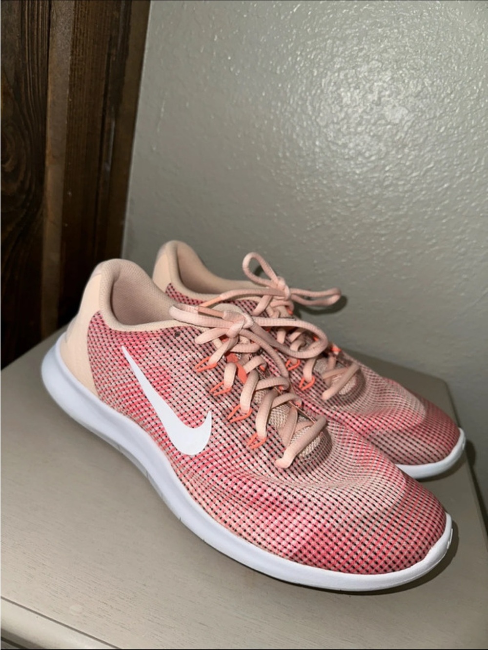 Nike Kids Pink Gradient Running Sneakers with White Swoosh